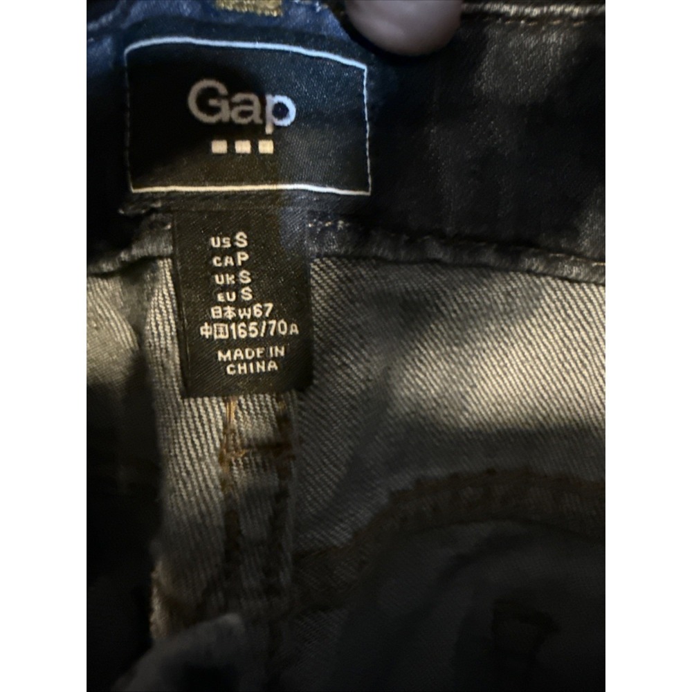 Gap Crop Slouchy Industrial Overalls Size SMALL Denim Dark Blue Jean Faded Y2K - Picture 5 of 16